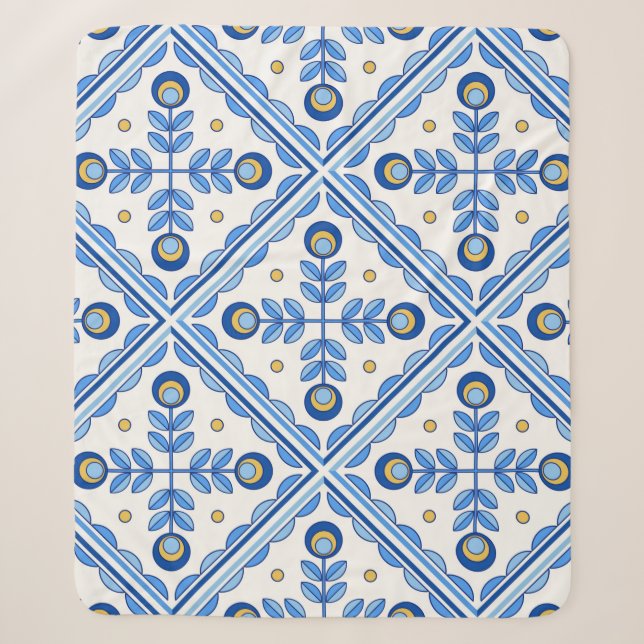 Traditional Portugal Lisbon azulejo ceramic tiles. Sherpa Blanket (Front)