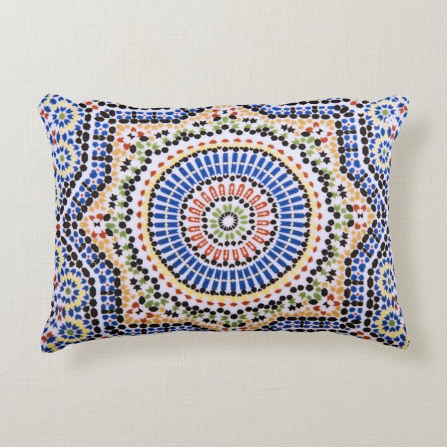Traditional Portuguese Azulejo Tile Pattern Accent Pillow (Front)