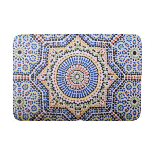 Traditional Portuguese Azulejo Tile Pattern Bath Mat