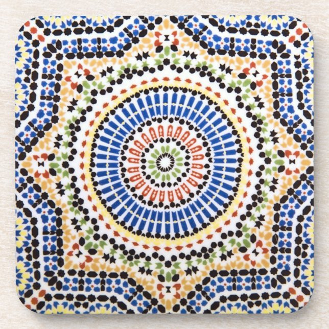 Traditional Portuguese Azulejo Tile Pattern Coaster (Front)