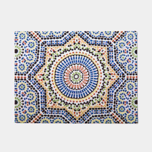 Traditional Portuguese Azulejo Tile Pattern Doormat (Front)