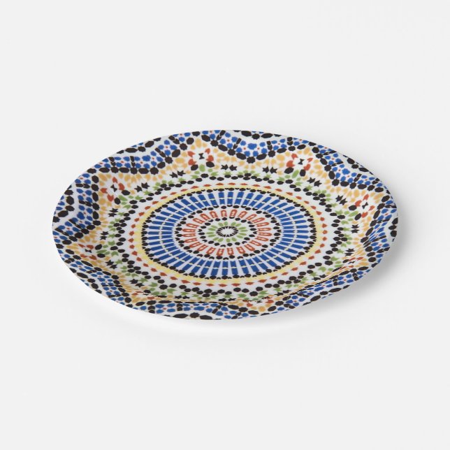 Traditional Portuguese Azulejo Tile Pattern Paper Plate (Angled)