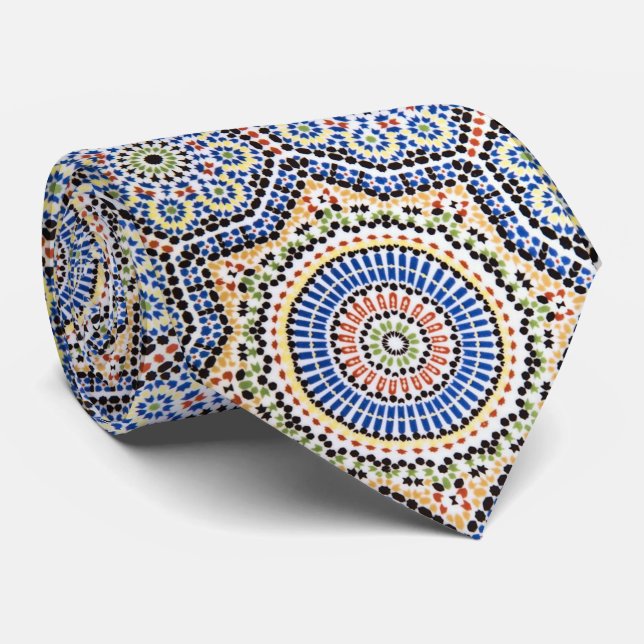 Traditional Portuguese Azulejo Tile Pattern Tie (Rolled)