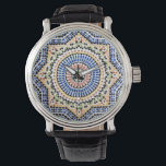 Traditional Portuguese Azulejo Tile Pattern Watch<br><div class="desc">Beautiful and Rare Azulejo Tile Pattern in Colours of Blue, Orange, Maroon, Bronze, Mint, and Yellow. Spanish and Portuguese Accent Men's and Women's Watch.</div>