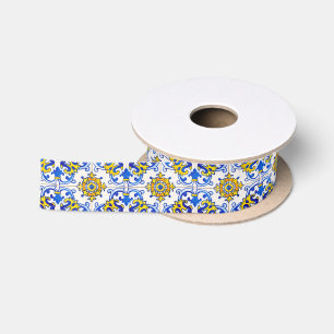 Traditional Portuguese Azulejo Tile Satin Ribbon