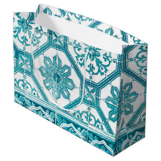 Traditional Portuguese blue tiles design Large Gift Bag