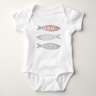 Traditional Portuguese icon. Colored sardines Baby Bodysuit