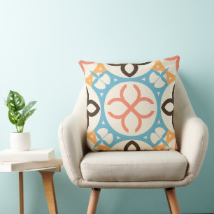 Traditional Portuguese Spanish Moroccan Mosaic Throw Pillow