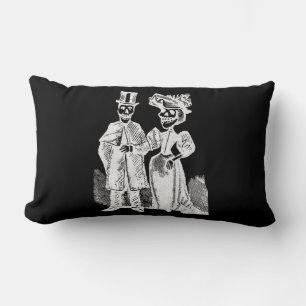 Traditional Posada Calavera Couple Illustration Lumbar Pillow