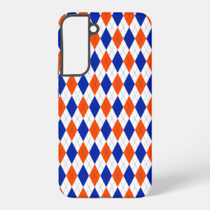 Traditional Preppy Argyle in Orange and Blue Samsung Galaxy Case