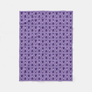 Traditional Purple Christmas Trees & Reindeer Fleece Blanket