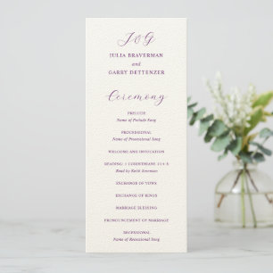 Traditional Purple Elegant Wedding Program