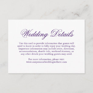 Traditional Purple Formal Elegant Wedding Enclosure Card