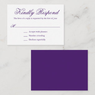 Traditional Purple Formal Mini Wedding RSVP Card