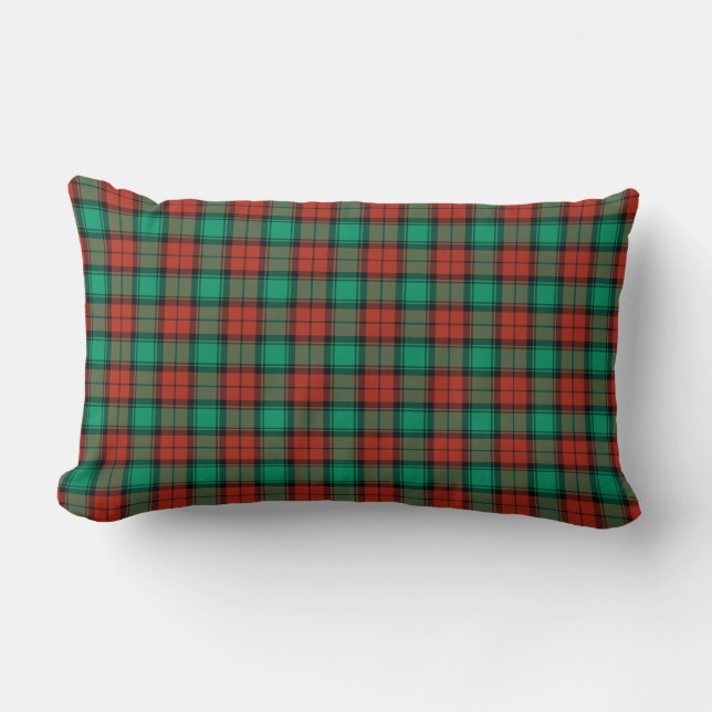 Traditional Red and Green Christmas Plaid Lumbar Pillow (Front)