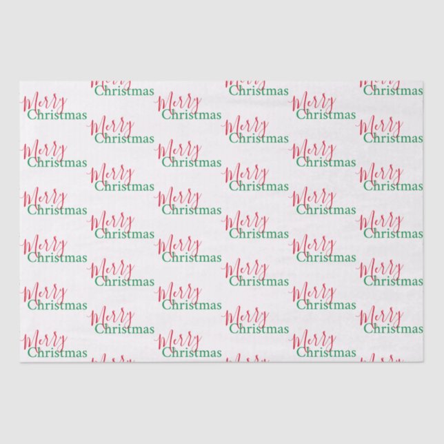 Traditional Red and Green Merry Christmas  Tissue Paper (Front)