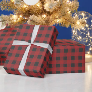Traditional Red & Black Buffalo Plaid  Wrapping Paper