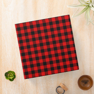 Traditional Red Black Country Check Plaid Pattern Binder