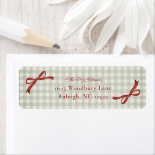 Traditional Red Bow Gingham Return Address