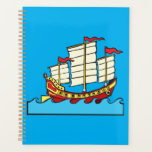 Traditional Red Chinese Junk Ship on Blue Waves Planner<br><div class="desc">Organize your days and stay inspired with this spiral planner featuring a striking Chinese junk ship design on the cover. The detailed illustration of the red sailing vessel and ocean waves provides a beautiful start to every planning session, making it perfect for students, professionals, or travel lovers. With plenty of...</div>