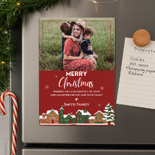 Traditional Red Family Photo Christmas Greeting