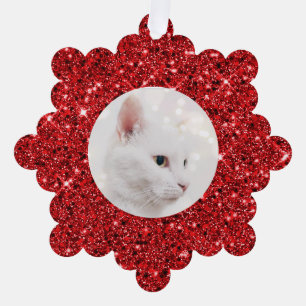 Traditional Red Glitter Picture Frame Ornament Card