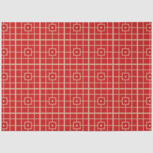Traditional Red & Gold Chinese Geometric Pattern Tissue Paper