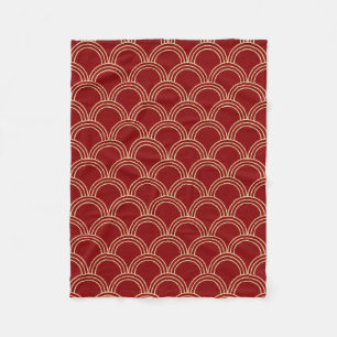 Traditional Red & Gold Chinese Pattern Fleece Blanket