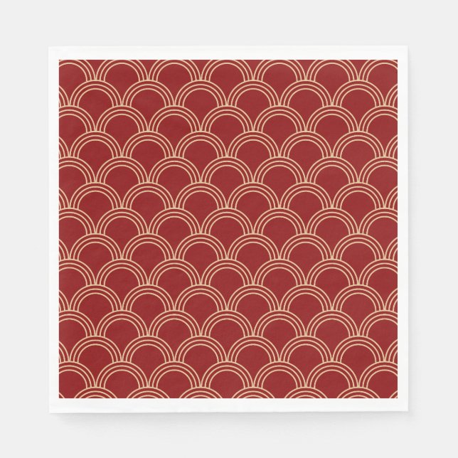Traditional Red & Gold Chinese Pattern Napkin (Front)