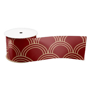 Traditional Red & Gold Chinese Pattern Satin Ribbon