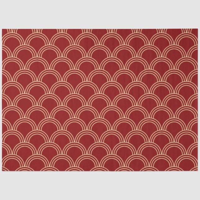 Traditional Red & Gold Chinese Pattern Tissue Paper (Front)