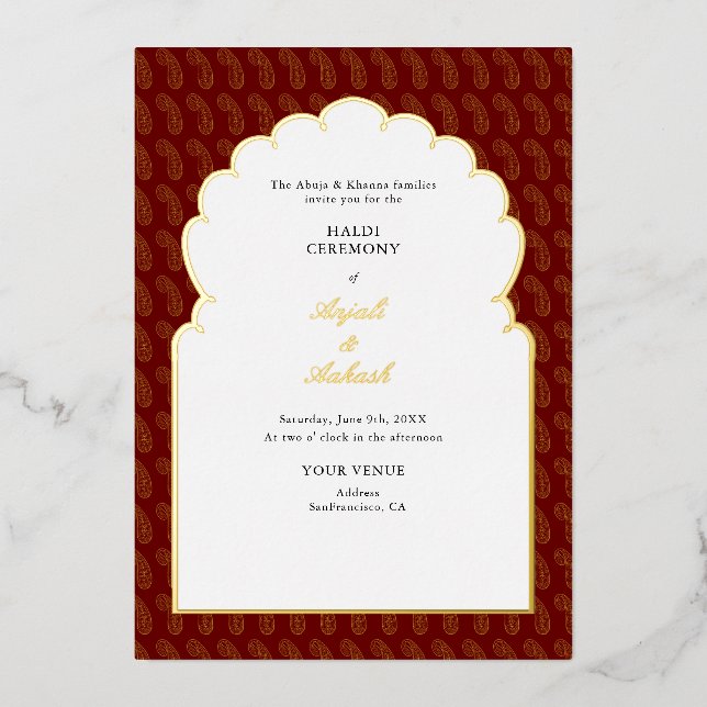 Traditional Red & Gold Mehendi Ceremony Indian (Front)