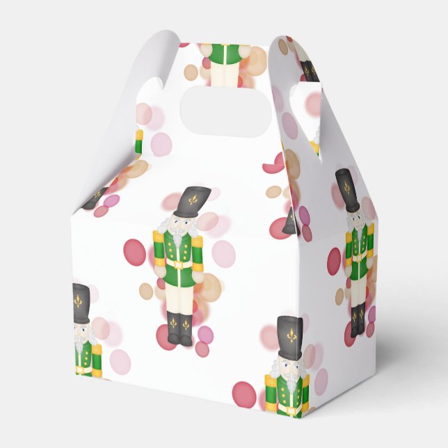 Traditional Red & Green Christmas Nutcracker Favor Box (Front Side)