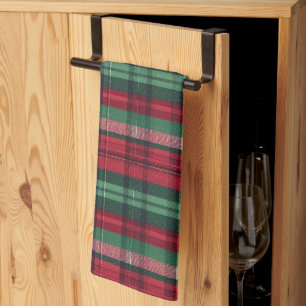 Traditional Red Green Plaid Tartan Kitchen Towel