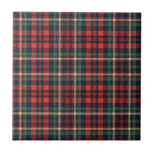 Traditional Red & Green Scottish Tartan Plaid Tile