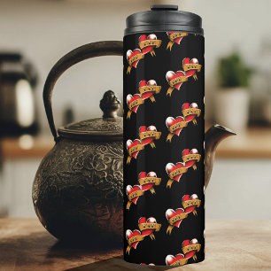 Traditional Red Heart Mom Dad Banner Tattoo Design Thermal Tumbler