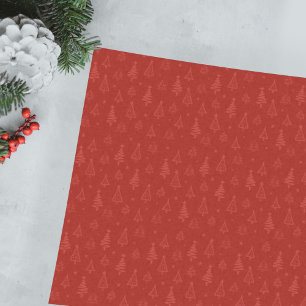 Traditional Red Holiday Christmas Tree with Stars Tissue Paper