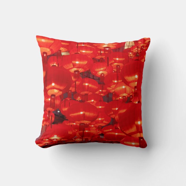Traditional red lanterns decorated for Chinese new Throw Pillow (Front)