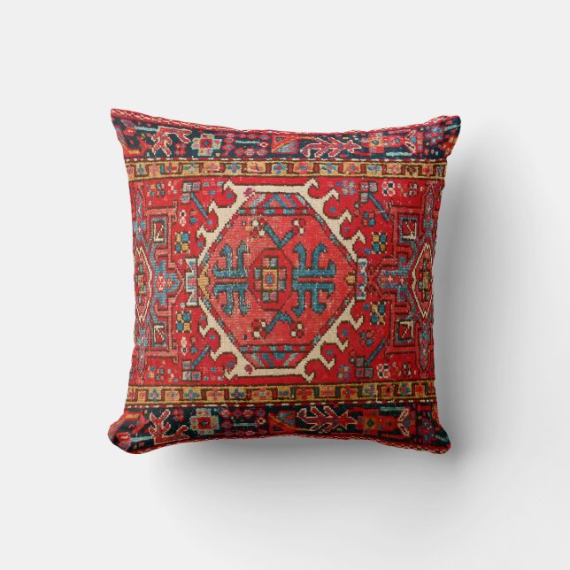 Traditional Red Persian Antique Oriental Rug    Throw Pillow (Front)