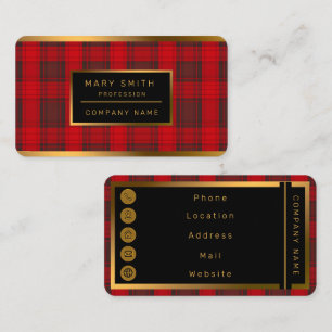 Traditional Red Plaid Tartan Modern Collection Business Card