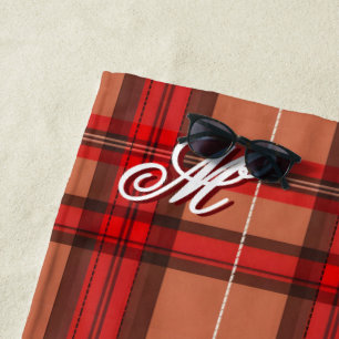 Traditional Red Plaid Tartan Trendy Collection Beach Towel