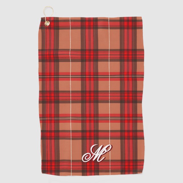 Traditional Red Plaid Tartan Trendy Collection Golf Towel (Front)