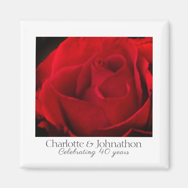 Traditional red rose 40th wedding anniversary magnet (Front)