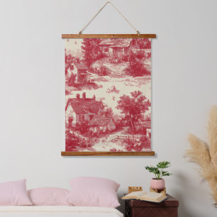 Traditional Red Toile - Pastoral & Architectural Hanging Tapestry