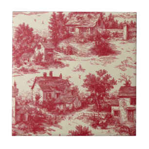 Traditional Red Toile - Pastoral & Architectural Tile
