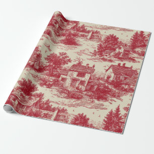 Traditional Red Toile - Pastoral & Architectural Wrapping Paper