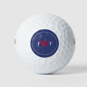 Traditional Red White and Blue Monogram Golf Balls