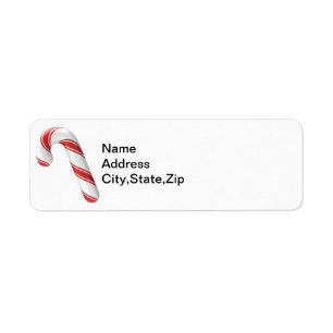 Traditional Red White Candy Cane Address Label