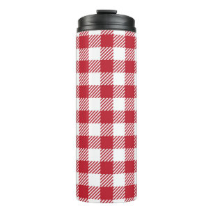 Traditional Red & White Cottagecore Gingham Thermal Tumbler