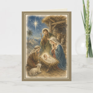 Traditional Religious Holy Family Christmas Holiday Card